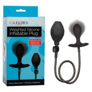 Weighted Silicone Inflatable Plug BLACK MEDIUM by Calexotics