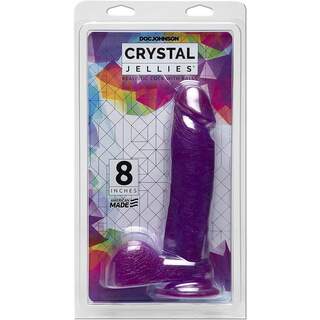 Crystal Jellies 8" Cock with Balls - PURPLE