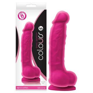 Colours Dual Density 5" Dildo with Balls - PINK