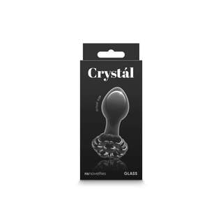 Crystal Gem Flower Gem Glass Butt Plug Black