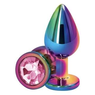 Rear Assets Multicolour Rainbow Butt Plug - MEDIUM - Pink Gem