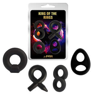 King of the Rings 4pk Cock Ring Set - Black